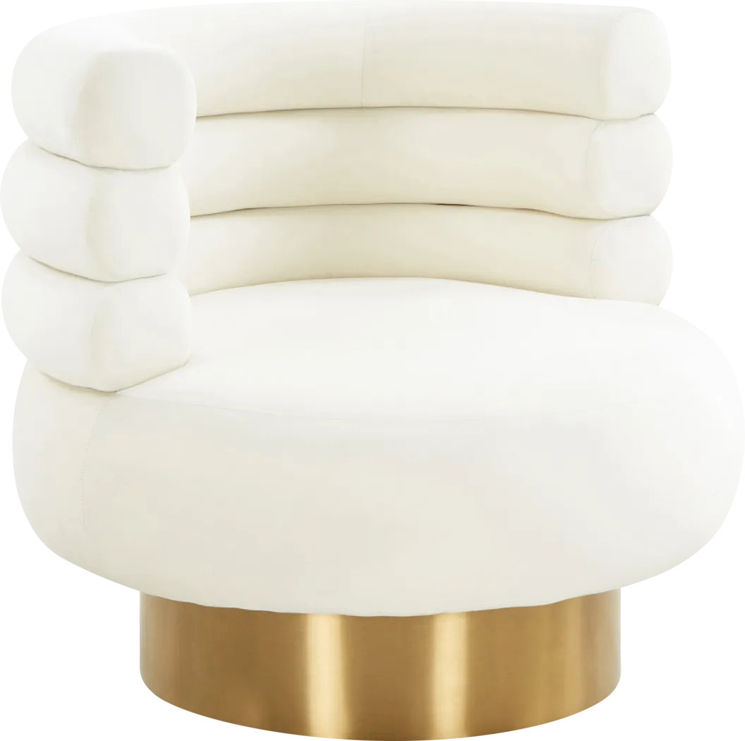 Retro Nest Beige Swivel Chair - Thumbnail - Image 1