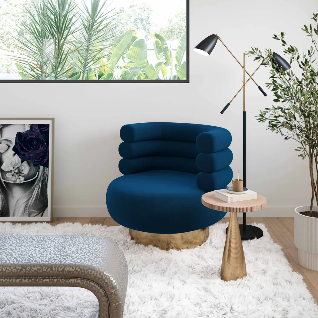 Retro Nest Navy Swivel Chair - Thumbnail - Image 6