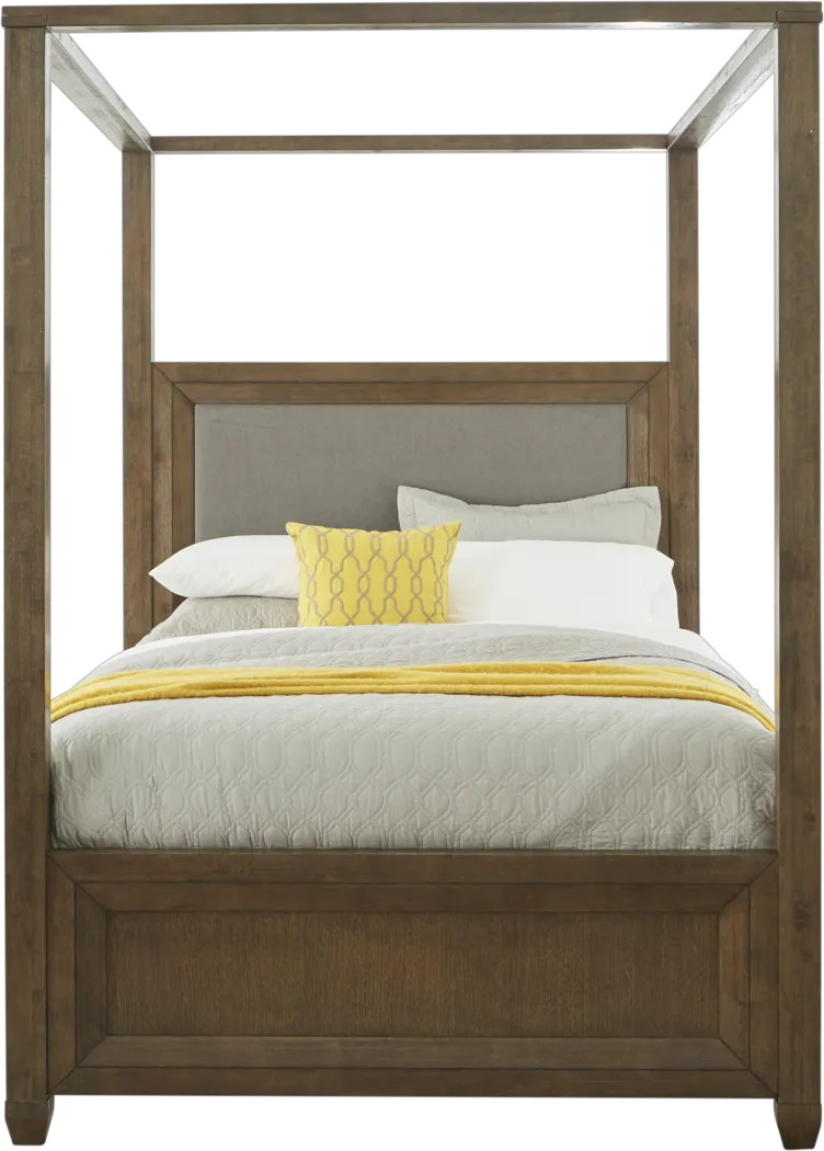 Reynoldstown Brown 4 Pc Queen Canopy Bed - Thumbnail - Image 1