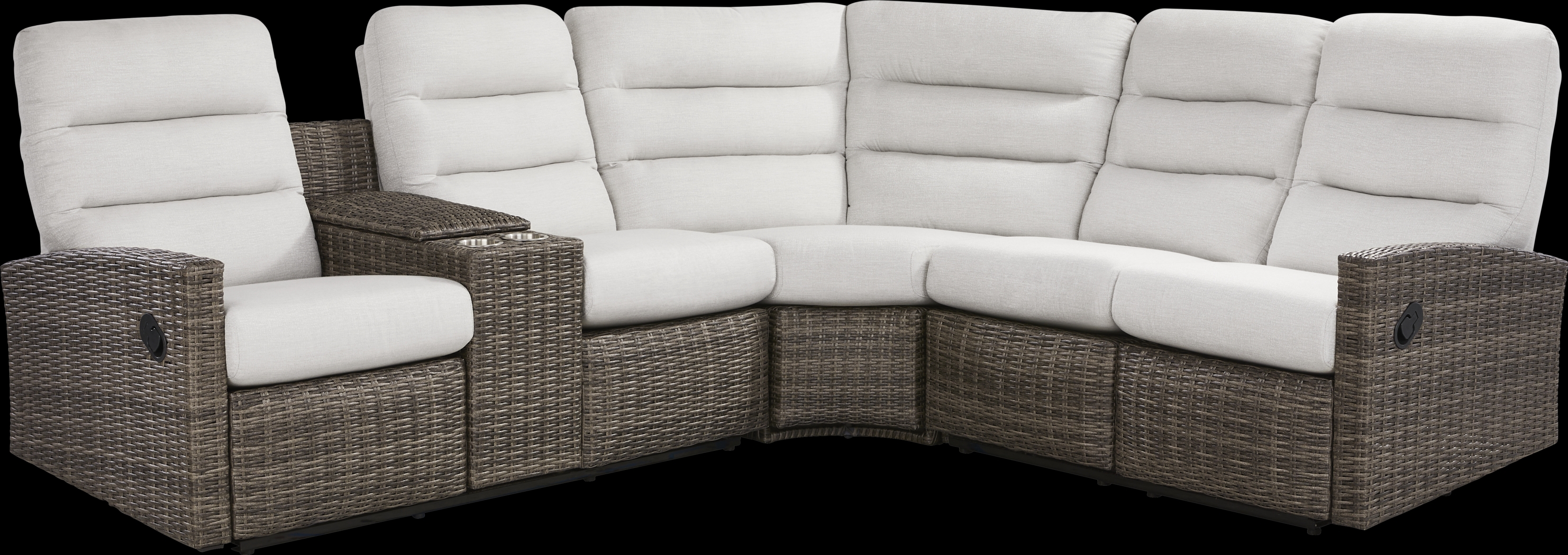 Ria Driftwood 3 Pc Outdoor Reclining Sectional with Gray Cushions - Thumbnail - Image 3