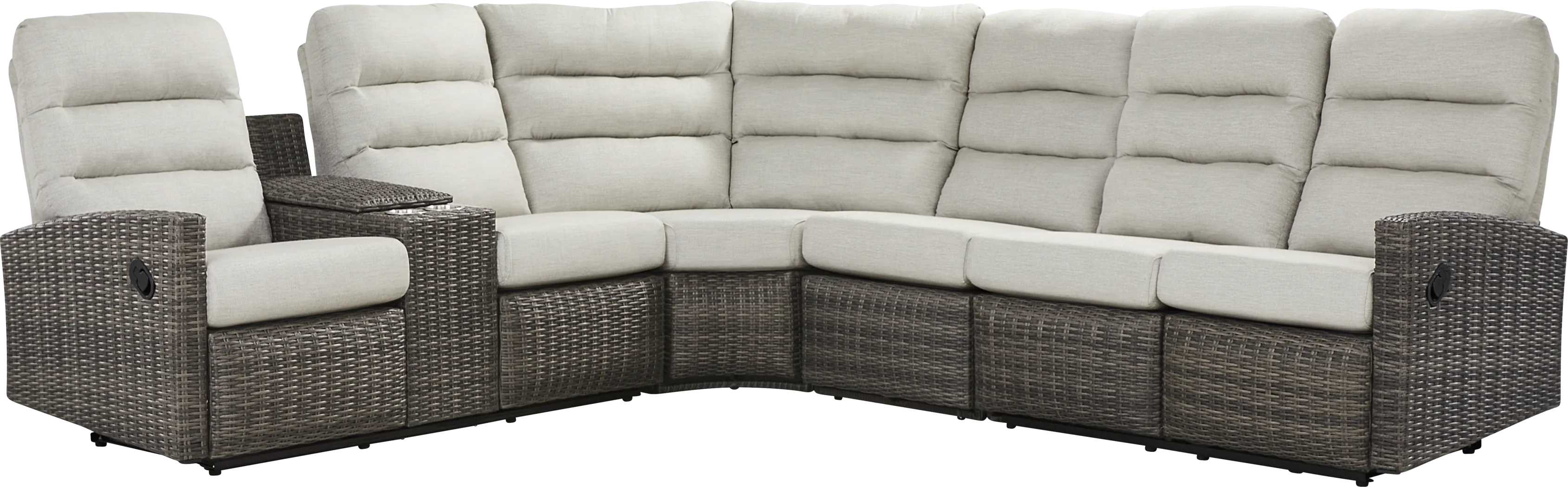Ria Driftwood 4 Pc Outdoor Reclining Sectional with Gray Cushions - Thumbnail - Image 3