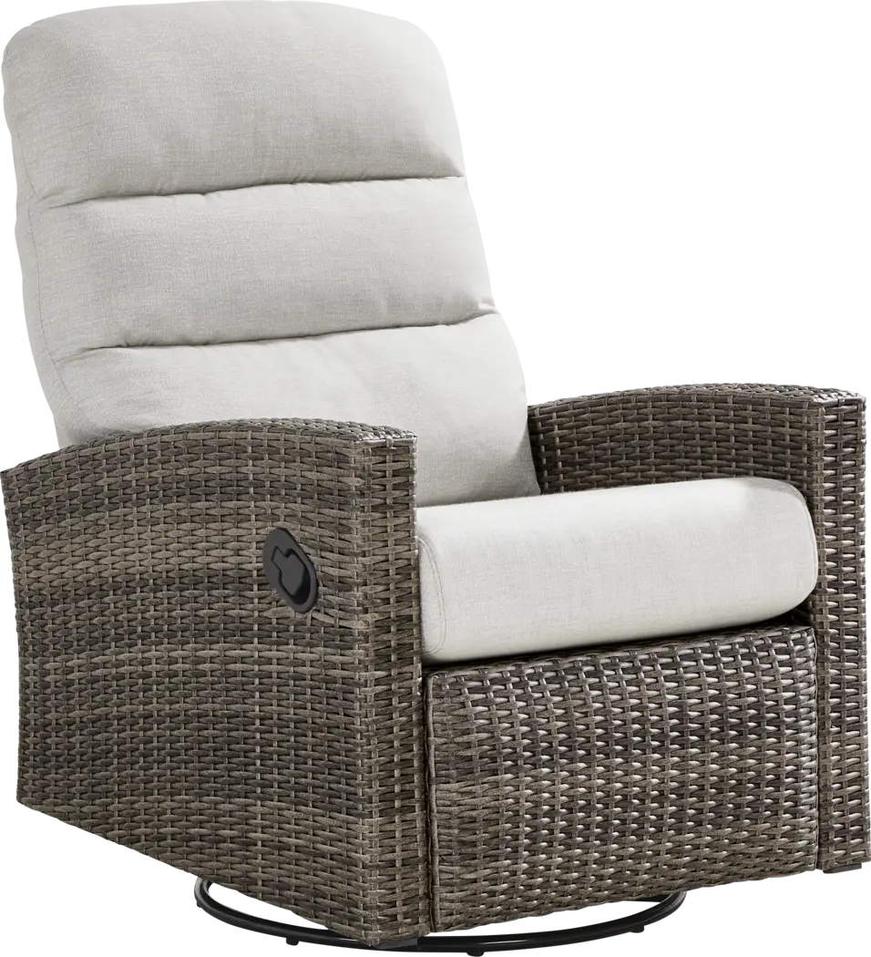 Ria Driftwood Outdoor Glider Recliner with Gray Cushions - Thumbnail - Image 4