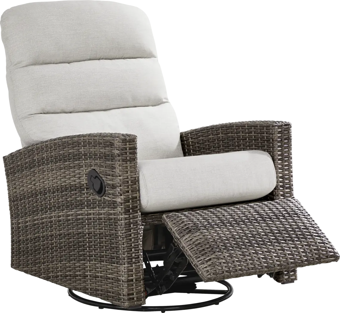 Ria Driftwood Outdoor Glider Recliner with Gray Cushions - Thumbnail - Image 1