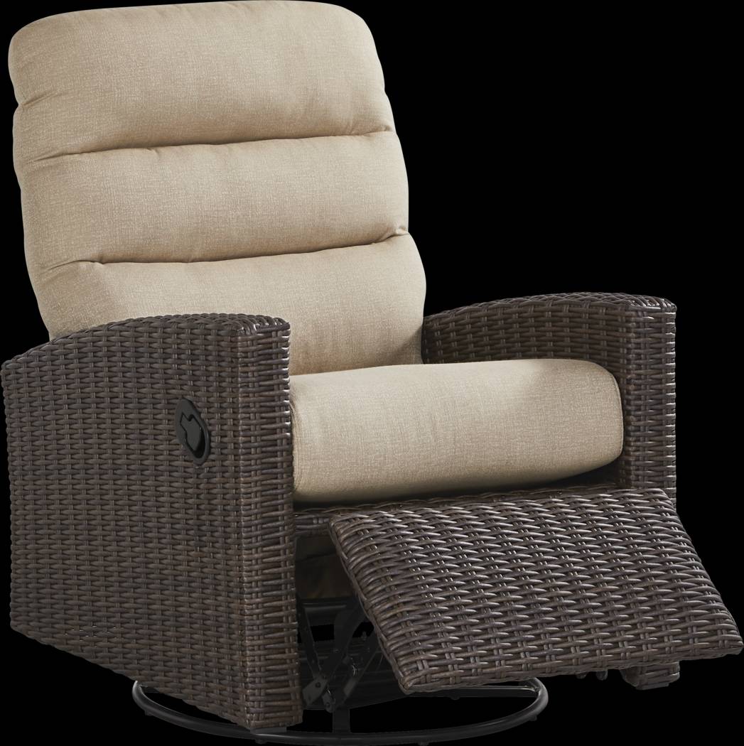 Ria Espresso Outdoor Glider Recliner with Beige Cushions - Thumbnail - Image 1