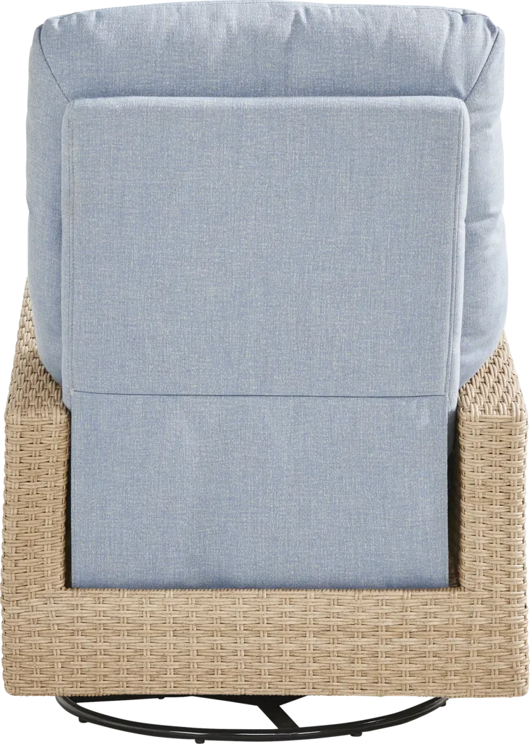 Ria Natural Outdoor Glider Recliner with Blue Cushions - Thumbnail - Image 3