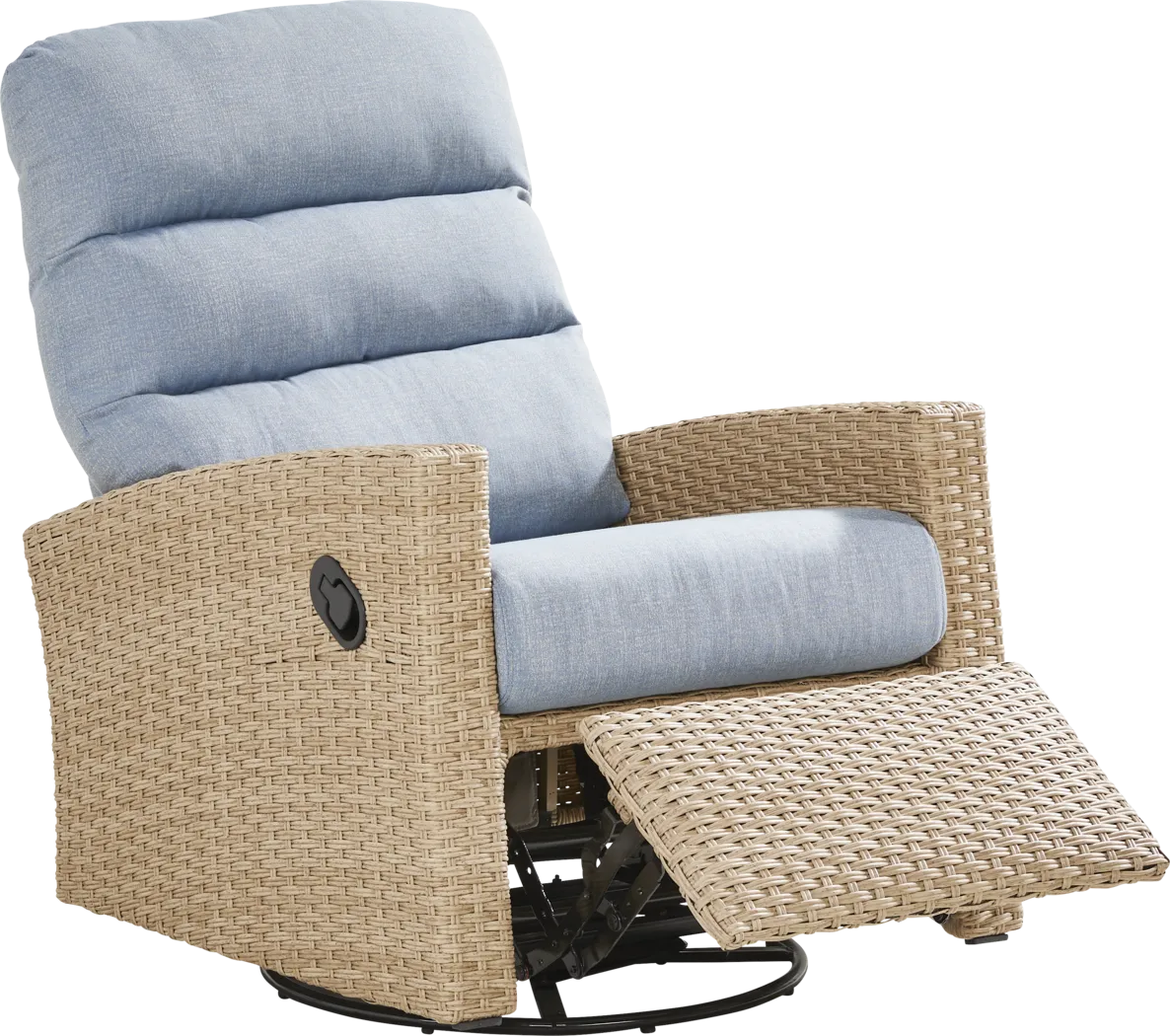 Ria Natural Outdoor Glider Recliner with Blue Cushions - Thumbnail - Image 1