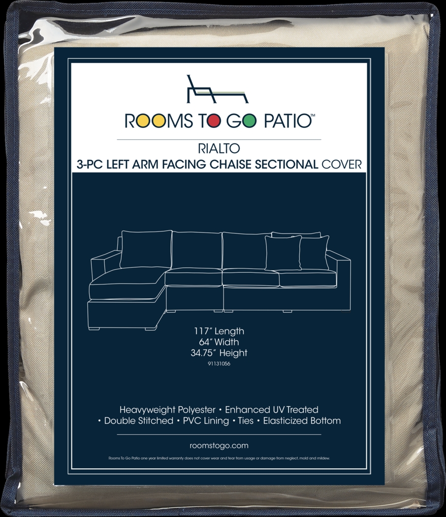 Rialto 3 Pc Patio Left Arm Facing Chaise Sectional Cover - Thumbnail - Image 1