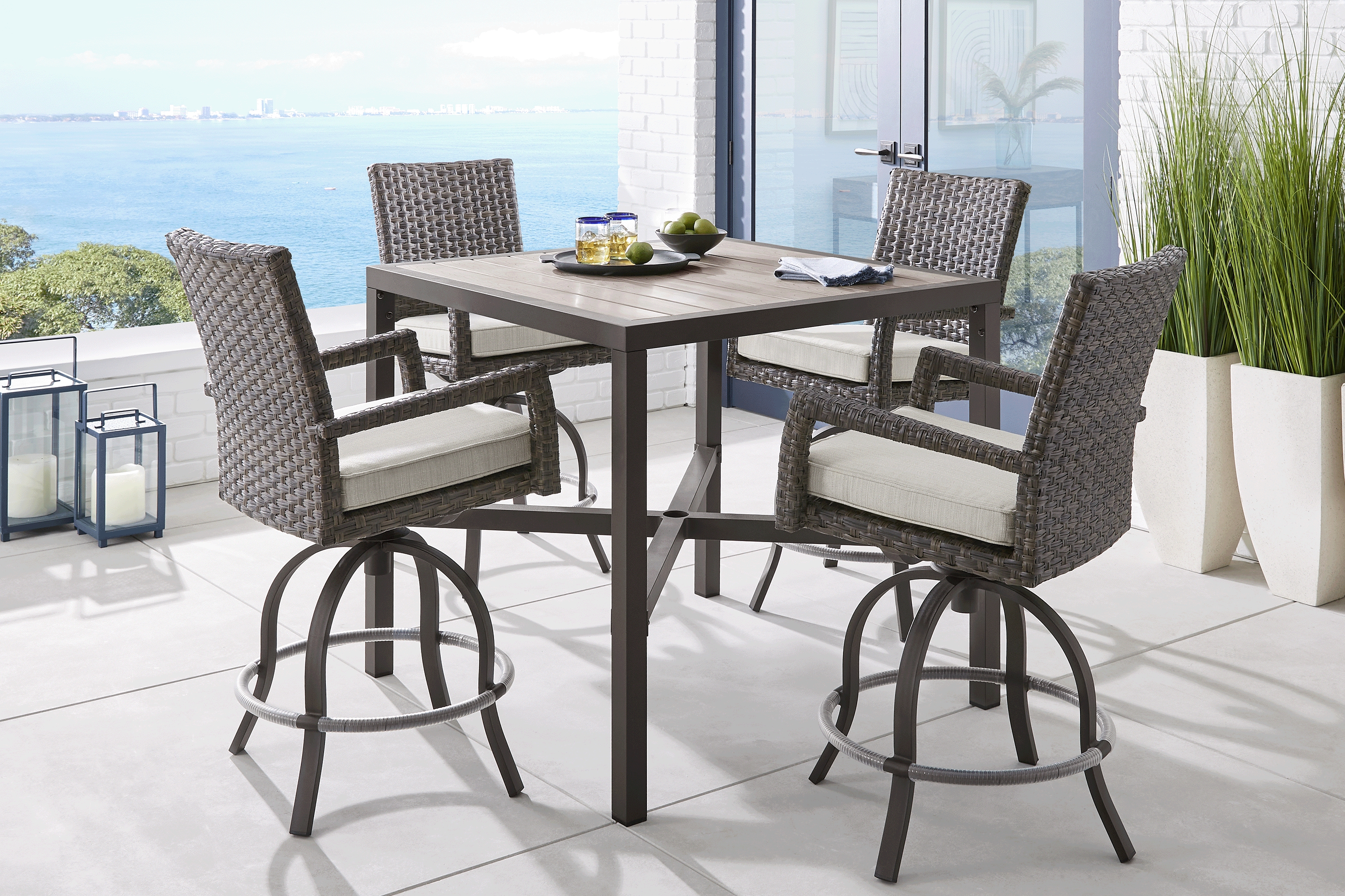 Rialto Brown 41 In. Square Bar Height Outdoor Dining Table - Thumbnail - Image 2