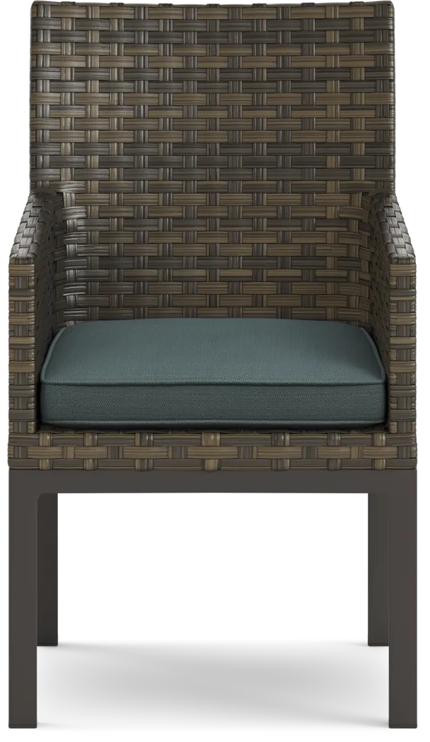 Rialto Brown Outdoor Arm Chair with Aqua Cushion - Thumbnail - Image 2