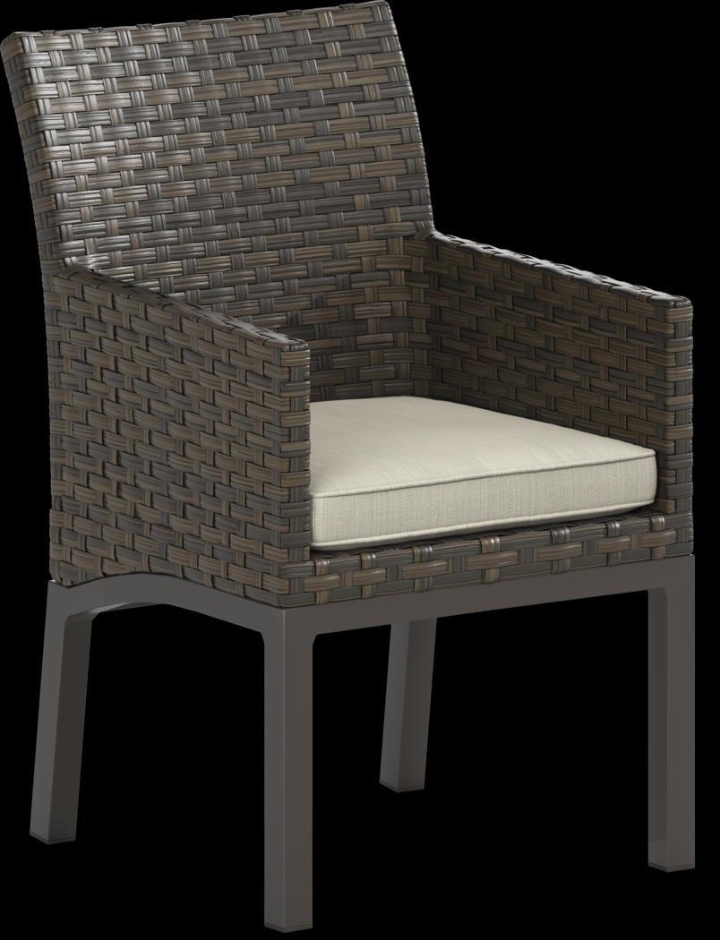 Rialto Brown Outdoor Arm Chair with Putty Cushion - Thumbnail - Image 1