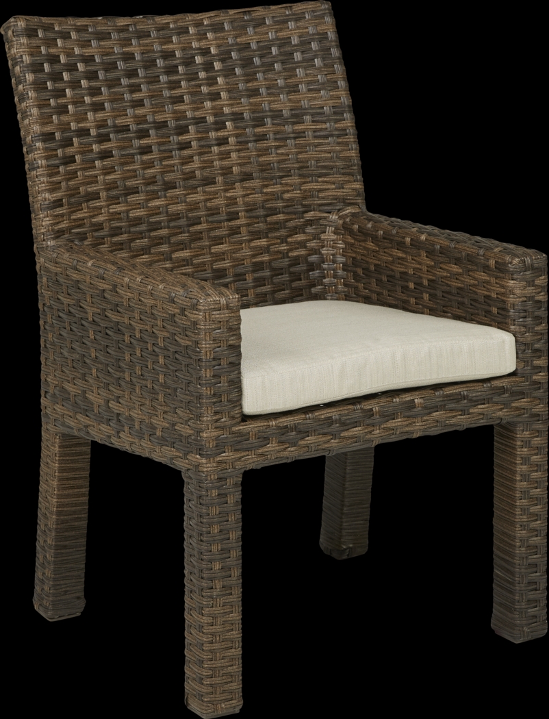 Rialto Brown Outdoor Arm Chair with Putty Cushion - Thumbnail - Image 1
