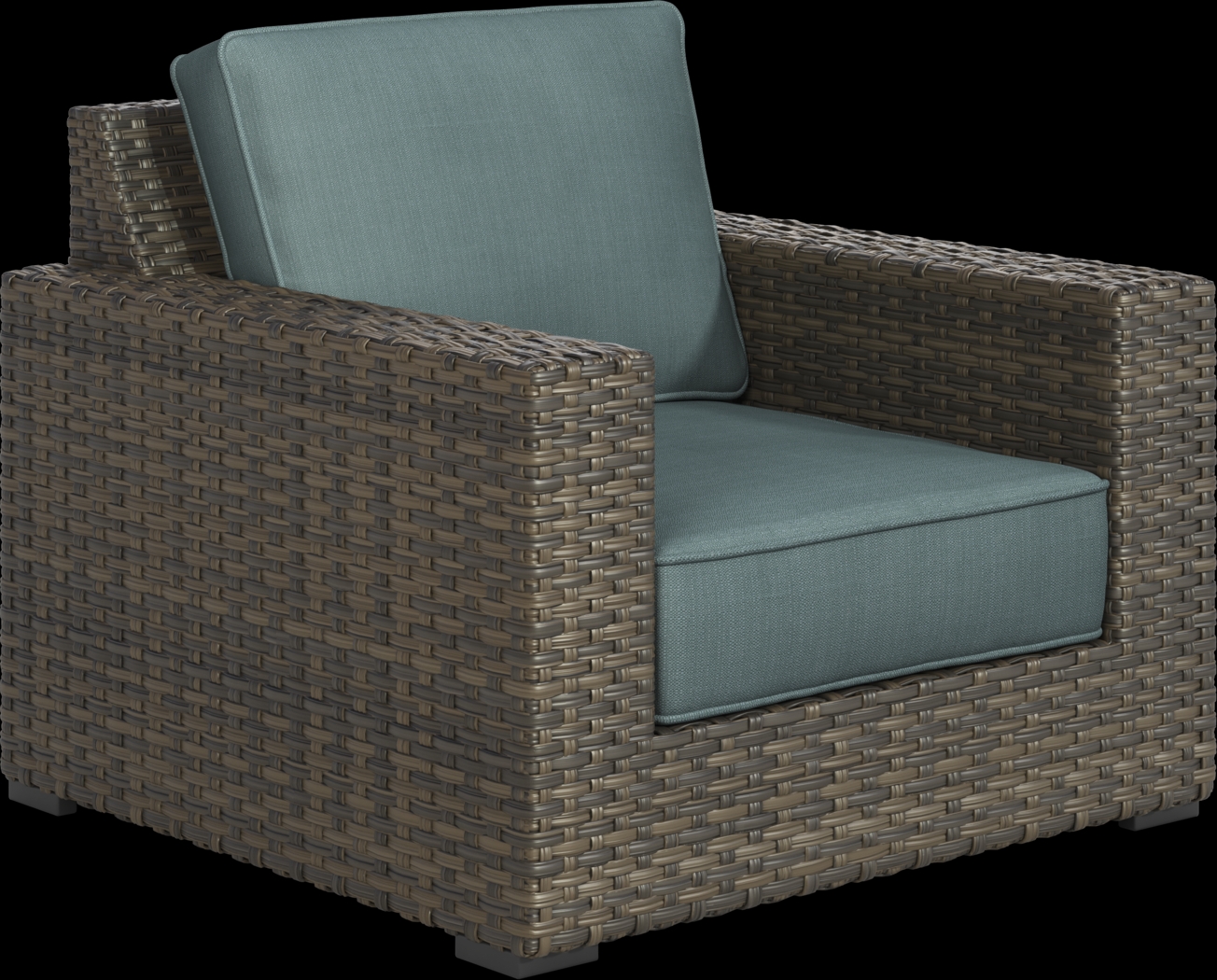 Rialto Brown Outdoor Chair with Aqua Cushions - Thumbnail - Image 1