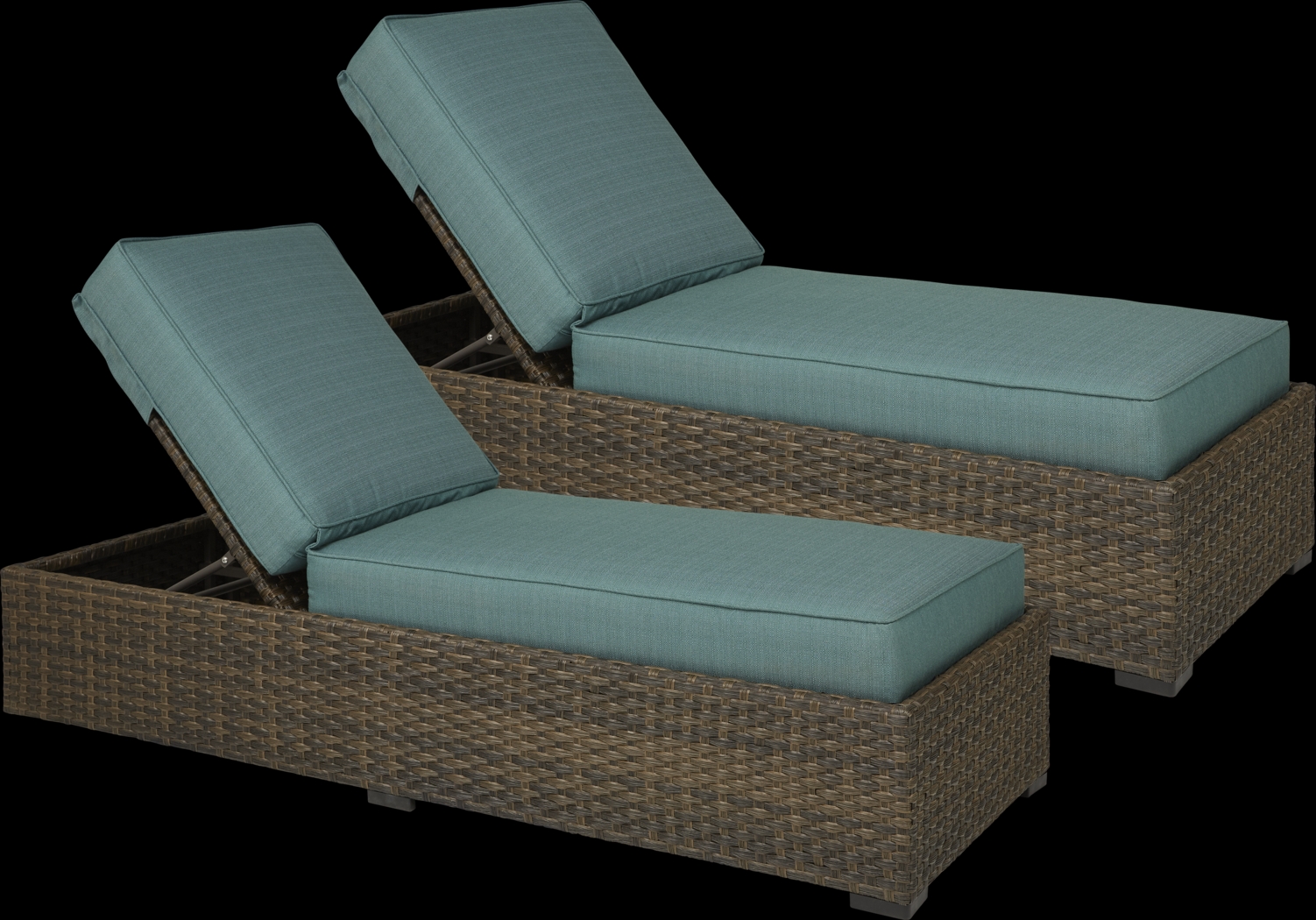 Rialto Brown Outdoor Chaise with Aqua Cushions, Set of 2 - Thumbnail - Image 1