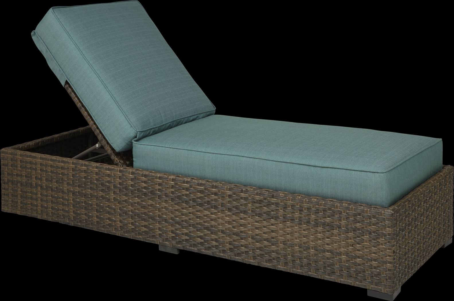 Rialto Brown Outdoor Chaise with Aqua Cushions - Thumbnail - Image 1