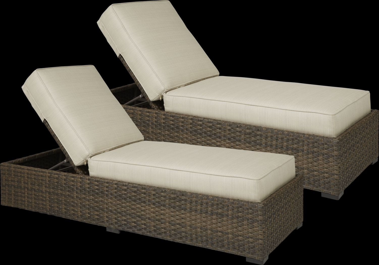 Rialto Brown Outdoor Chaise with Putty Cushions, Set of 2 - Thumbnail - Image 1