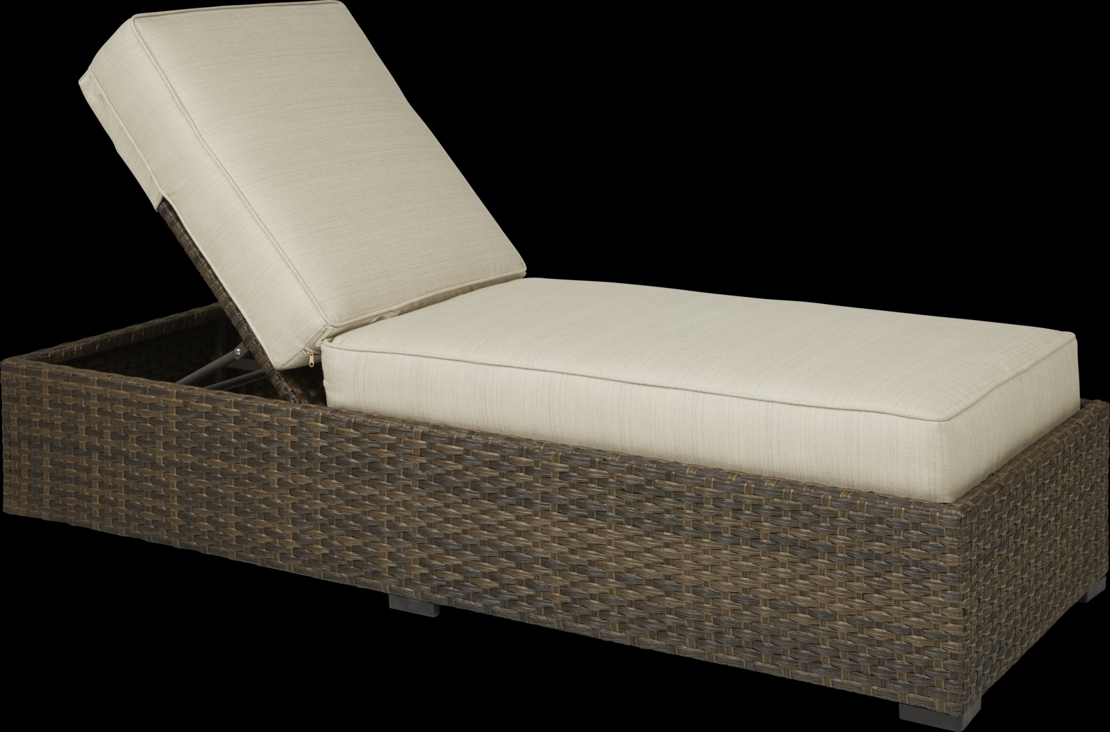 Rialto Brown Outdoor Chaise with Putty Cushions - Thumbnail - Image 1