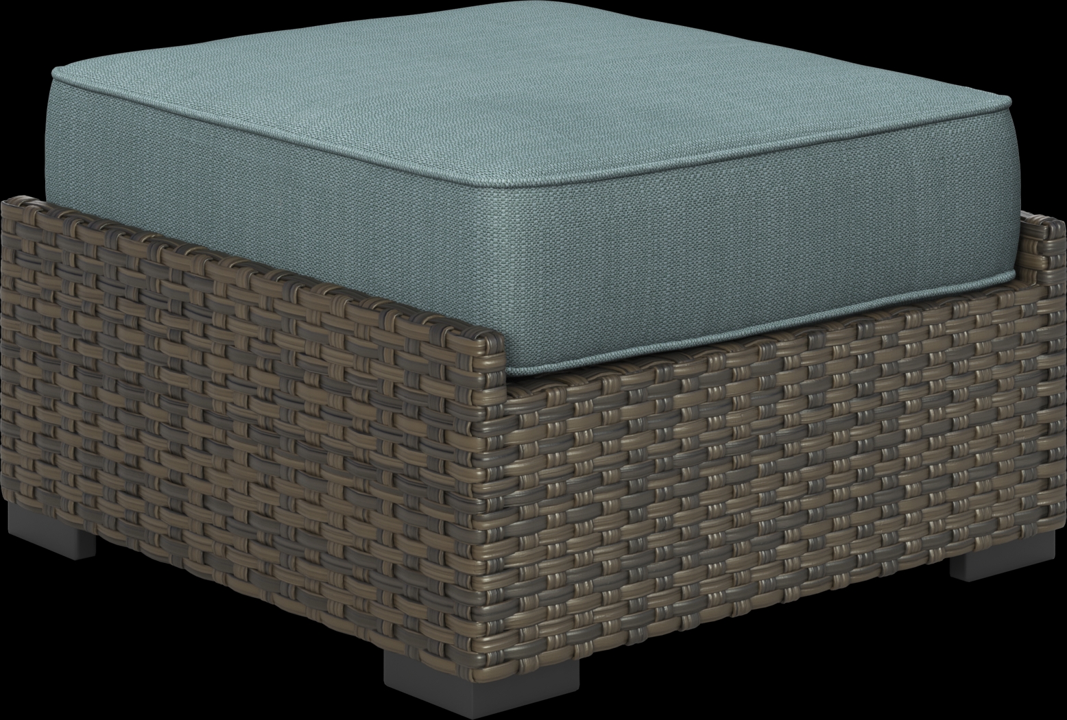 Rialto Brown Outdoor Ottoman with Aqua Cushion - Thumbnail - Image 2