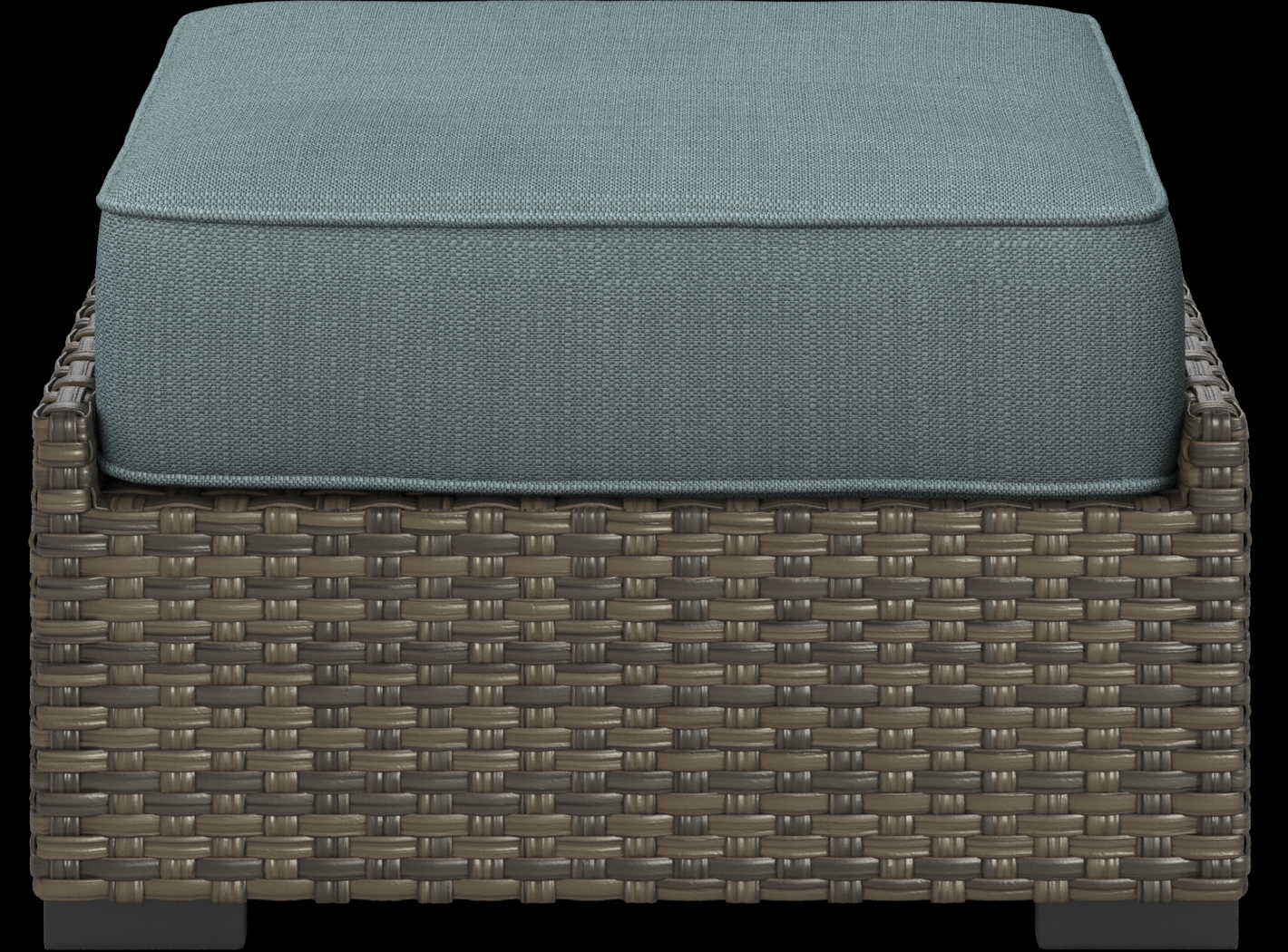 Rialto Brown Outdoor Ottoman with Aqua Cushion - Thumbnail - Image 1