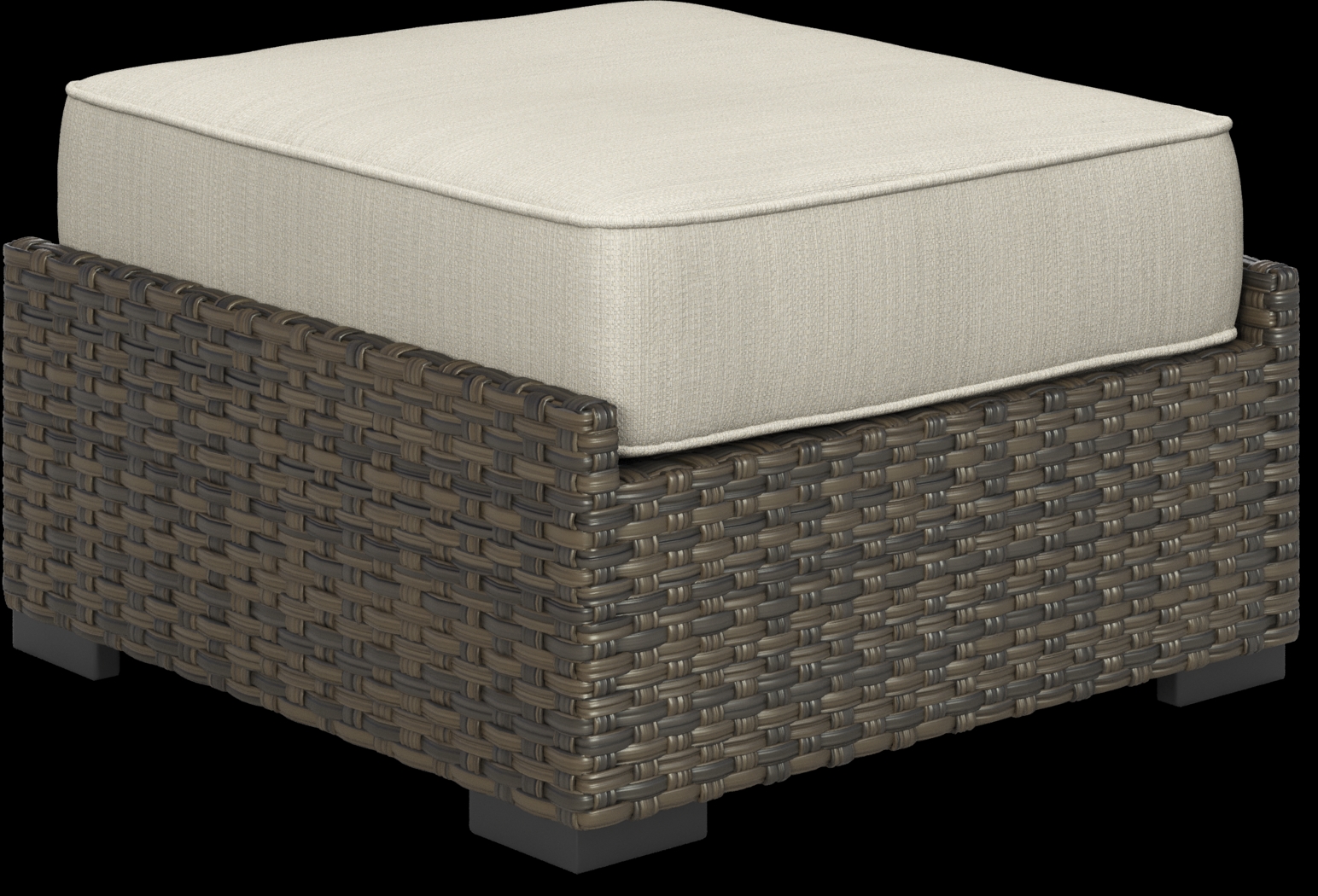 Rialto Brown Outdoor Ottoman with Putty Cushion - Thumbnail - Image 1