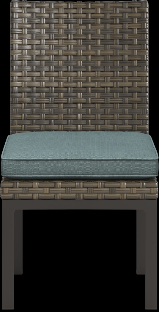 Rialto Brown 5 Pc 71 in. Rectangle Outdoor Dining Set with Aqua Cushions - Thumbnail - Image 6