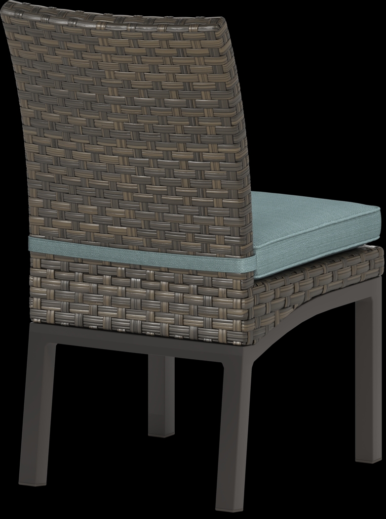 Rialto Brown 5 Pc 71 in. Rectangle Outdoor Dining Set with Aqua Cushions - Thumbnail - Image 7