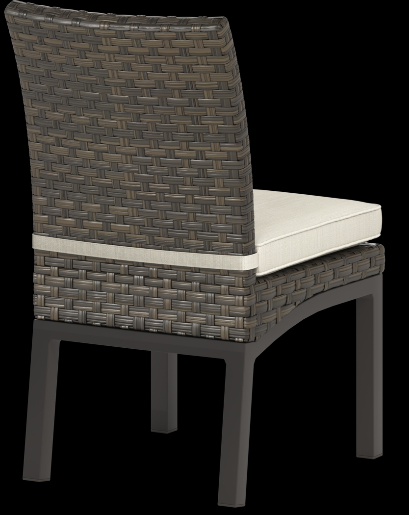 Rialto Brown 7 Pc 71 in. Rectangle Outdoor Dining Set with Putty Cushions - Thumbnail - Image 6