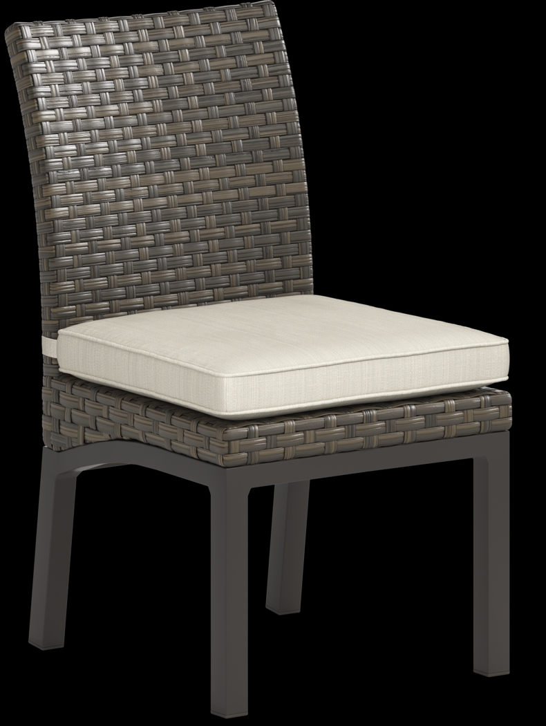 Rialto Brown 7 Pc 71 in. Rectangle Outdoor Dining Set with Putty Cushions - Thumbnail - Image 5