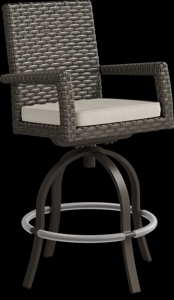 Rialto Brown 5 Pc Rectangle Outdoor Bar Height Dining Set with Putty Cushions - Thumbnail - Image 7