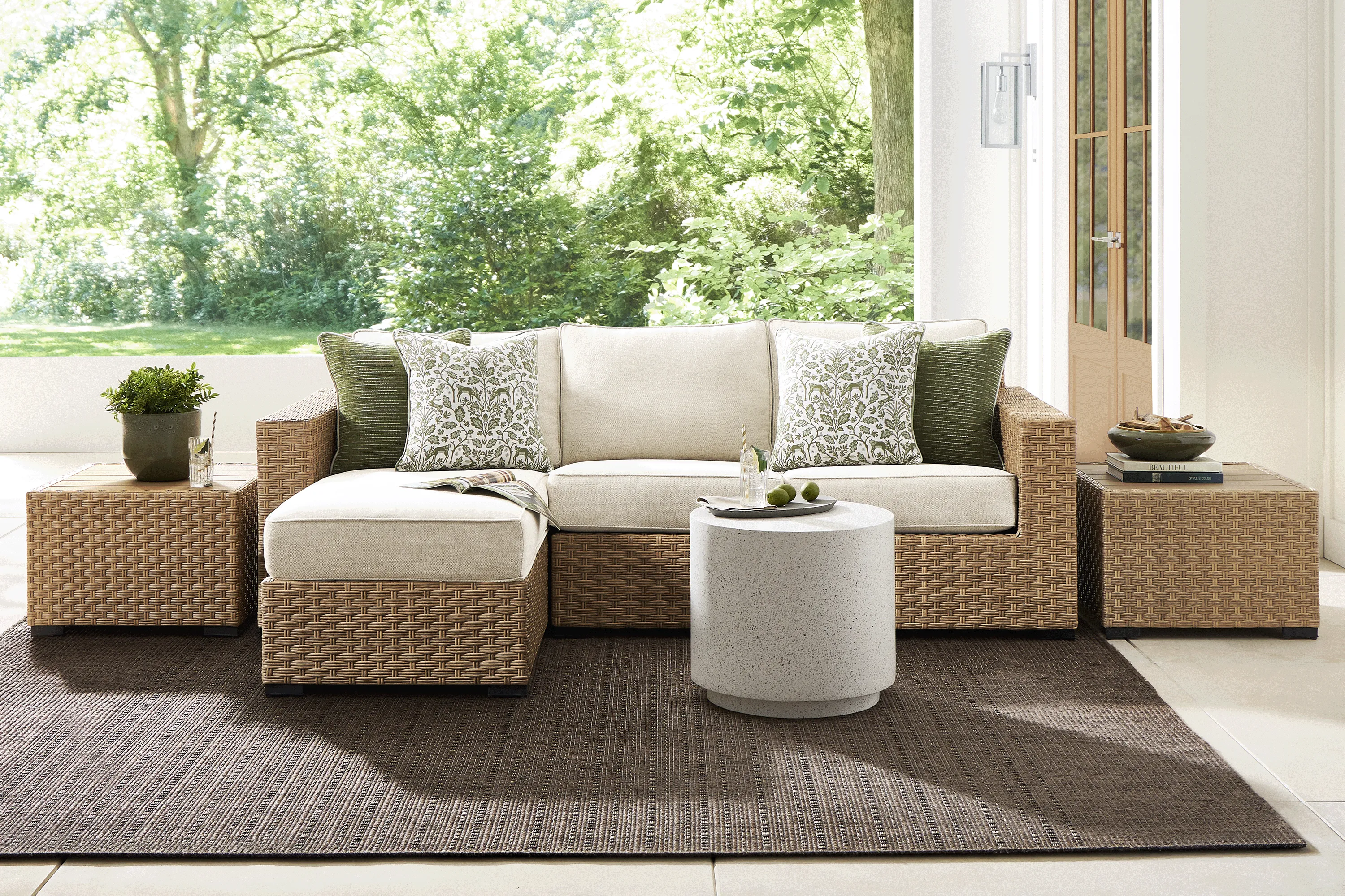 Rialto II Natural 2 Pc Outdoor Sectional with Sand Cushions - Thumbnail - Image 2