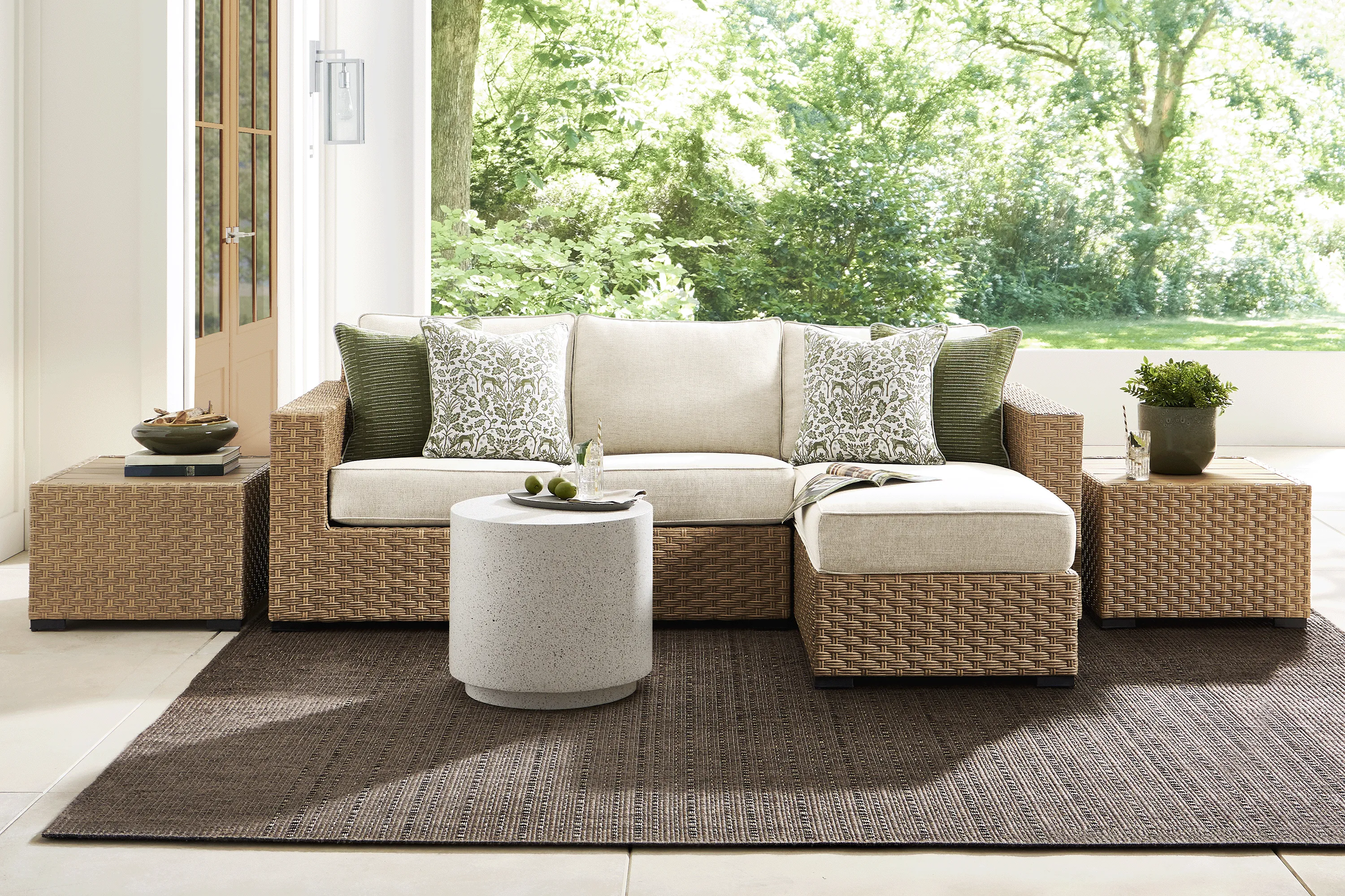 Rialto II Natural 2 Pc Outdoor Sectional with Sand Cushions - Thumbnail - Image 2