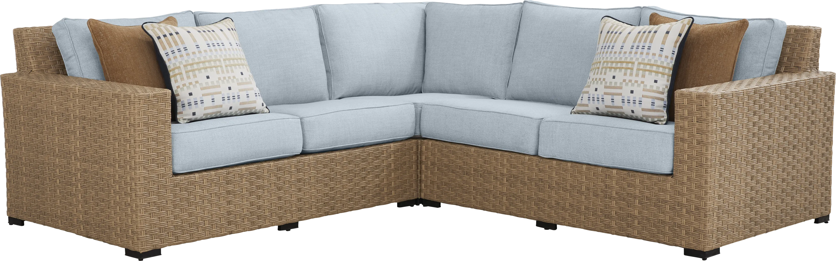 Rialto II Natural 3 Pc Outdoor Sectional with Sky Cushions - Thumbnail - Image 1