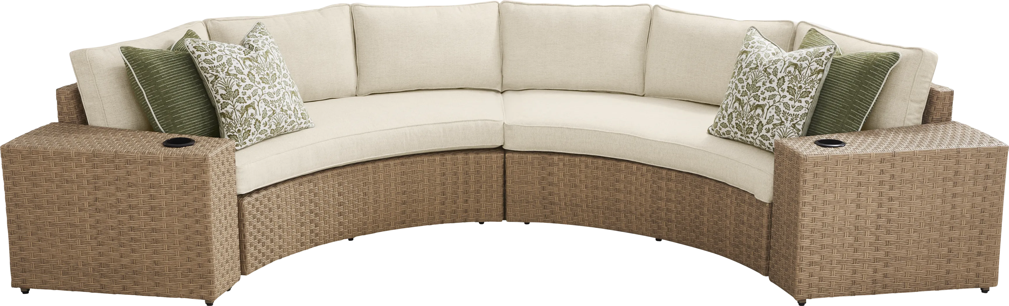 Rialto II Natural 4 Pc Curved Outdoor Sectional with Sand Cushions - Thumbnail - Image 3