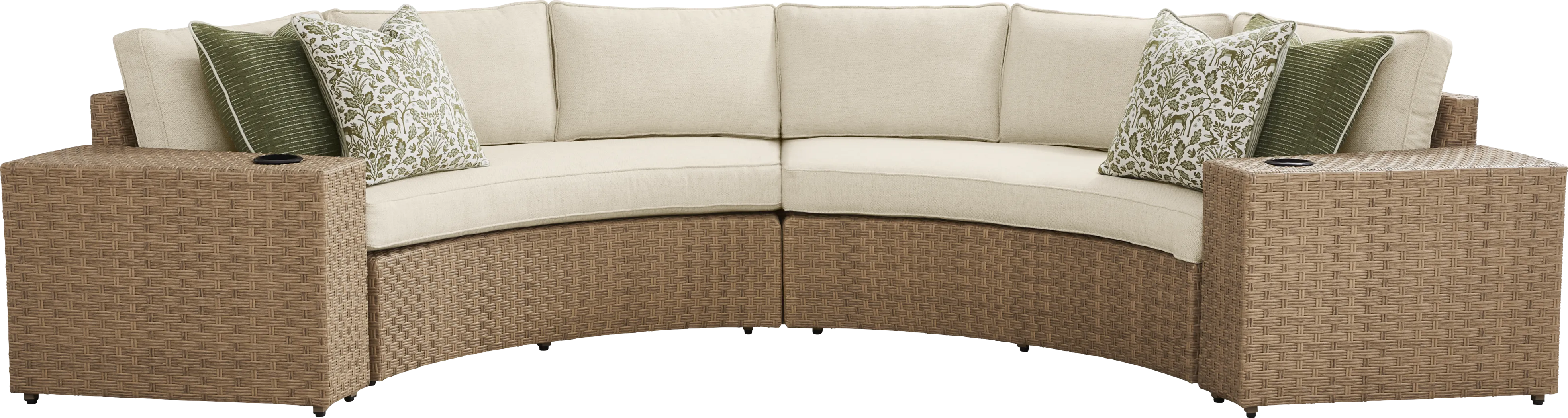 Rialto II Natural 4 Pc Curved Outdoor Sectional with Sand Cushions - Thumbnail - Image 1