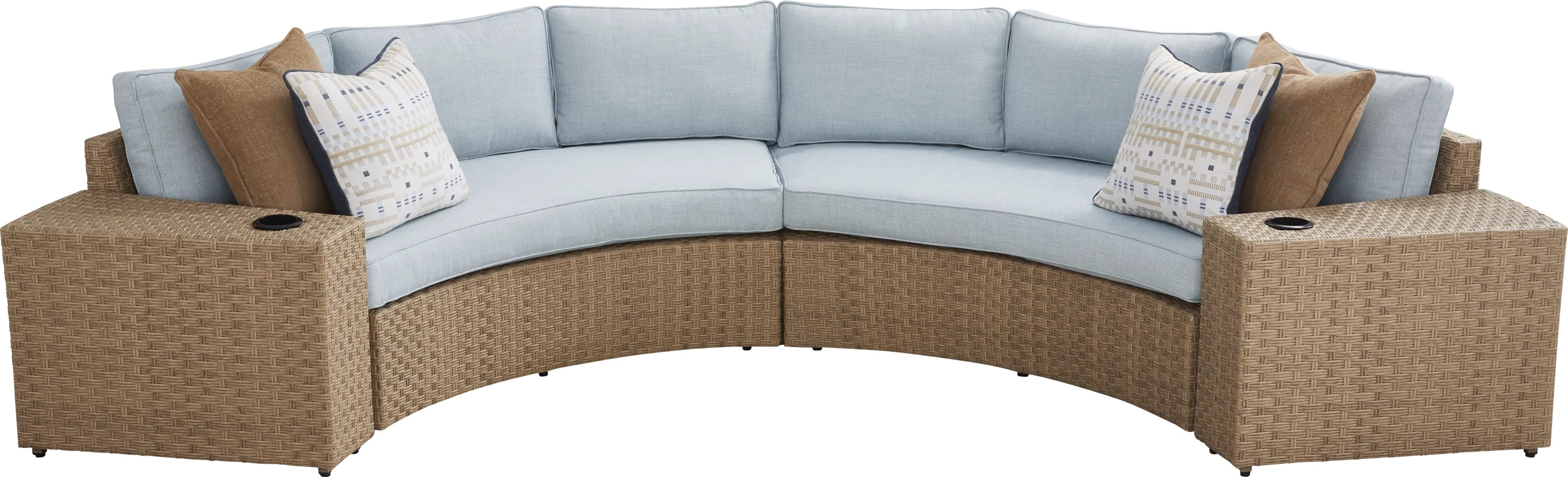 Rialto II Natural 4 Pc Curved Outdoor Sectional with Sky Cushions - Thumbnail - Image 3