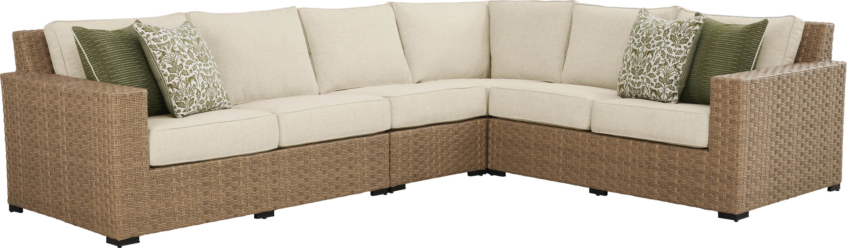 Rialto II Natural 4 Pc Outdoor Sectional with Sand Cushions - Thumbnail - Image 1