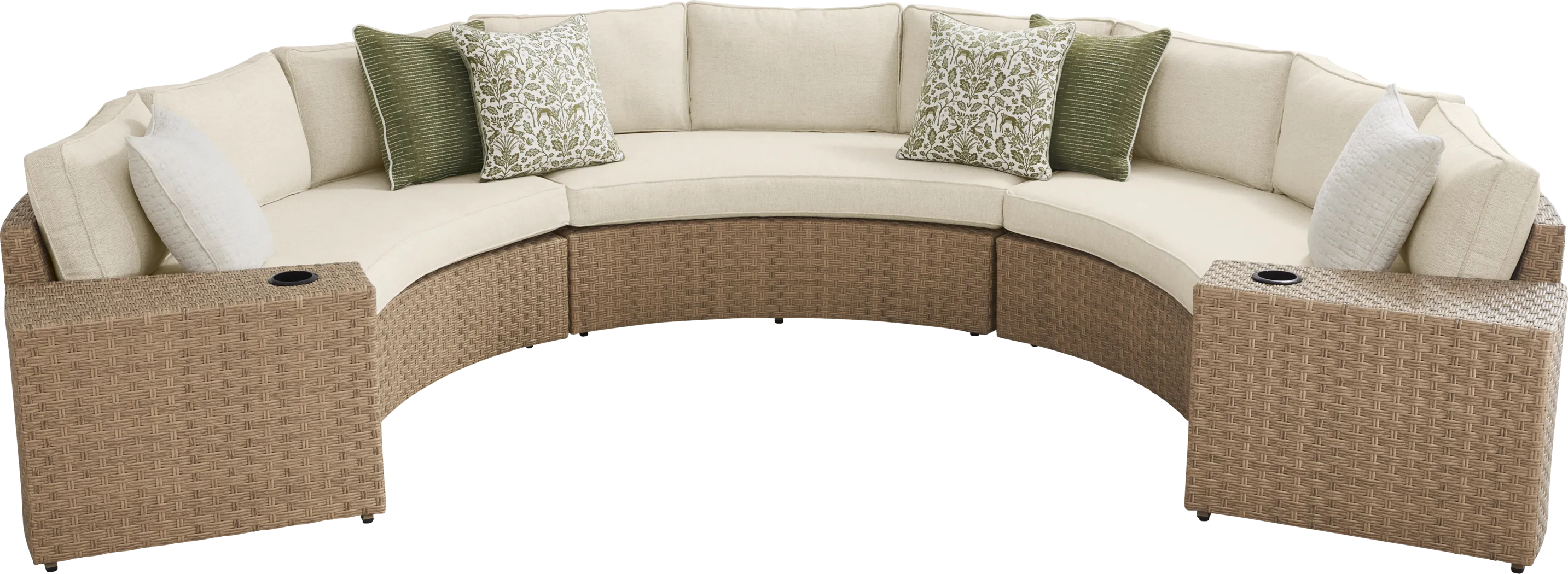 Rialto II Natural 5 Pc Curved Outdoor Sectional with Sand Cushions - Thumbnail - Image 3
