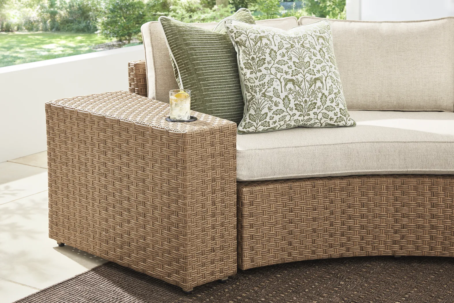 Rialto II Natural 5 Pc Curved Outdoor Sectional with Sand Cushions - Thumbnail - Image 4