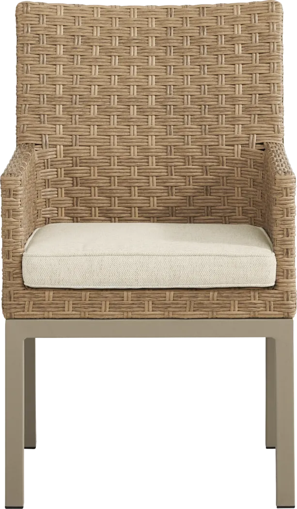 Rialto II Natural Outdoor Arm Chair with Sand Cushion - Thumbnail - Image 2