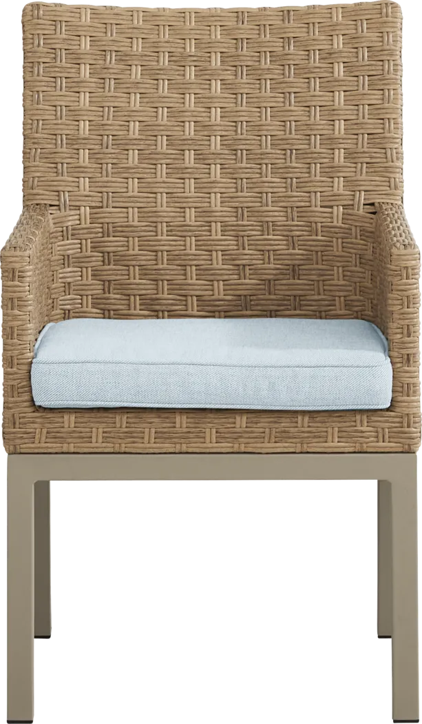 Rialto II Natural Outdoor Arm Chair with Sky Cushion - Thumbnail - Image 2