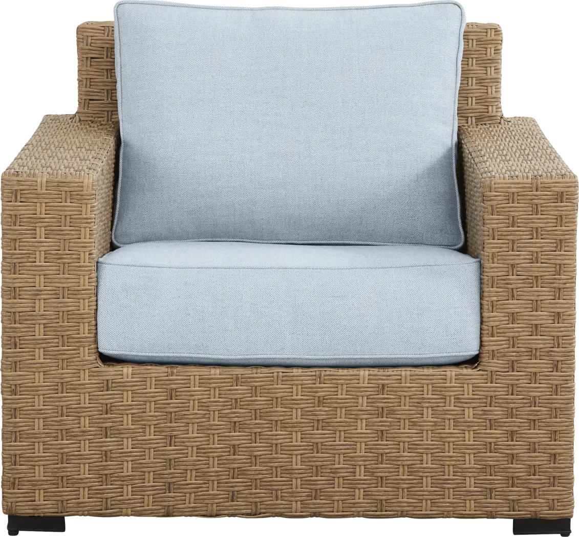 Rialto II Natural 4 Pc Outdoor Seating Set with Sky Cushions - Thumbnail - Image 6