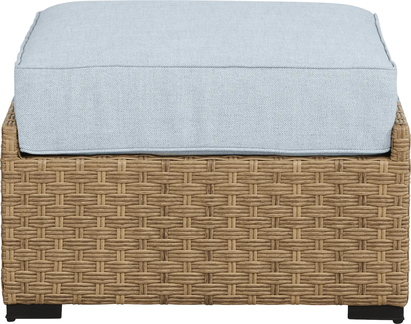 Rialto II Natural Outdoor Ottoman with Sky Cushion - Thumbnail - Image 2