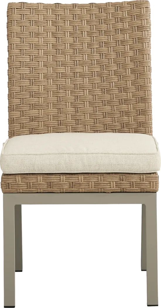 Rialto II Natural 5 Pc 40 in. Square Outdoor Dining Set with Sand Cushions - Thumbnail - Image 3