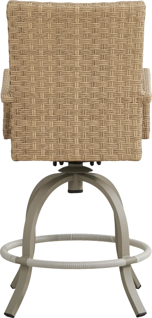 Rialto II Natural 5 Pc 40 in. Square Bar Height Outdoor Dining Set with Sand Cushions - Thumbnail - Image 5