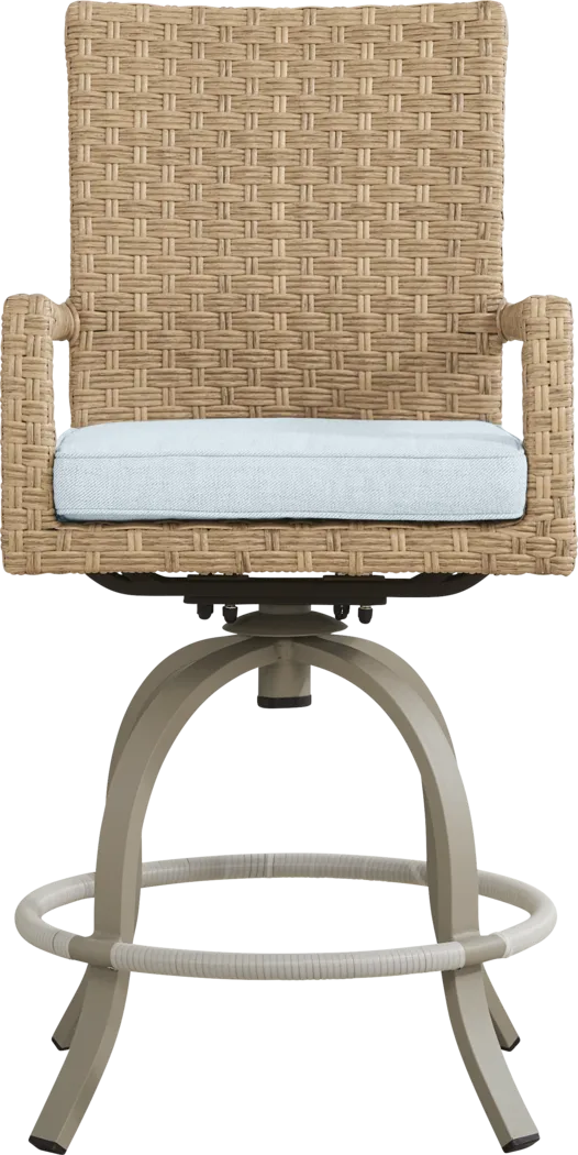 Rialto II Natural 5 Pc 40 in. Square Bar Height Outdoor Dining Set with Sky Cushions - Thumbnail - Image 4