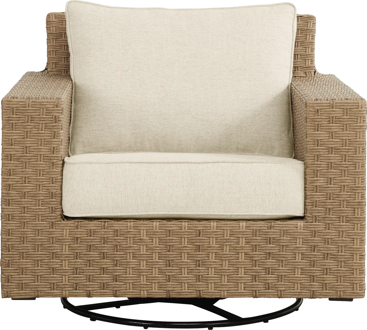 Rialto II Natural Outdoor Swivel Glider with Sand Cushions - Thumbnail - Image 2