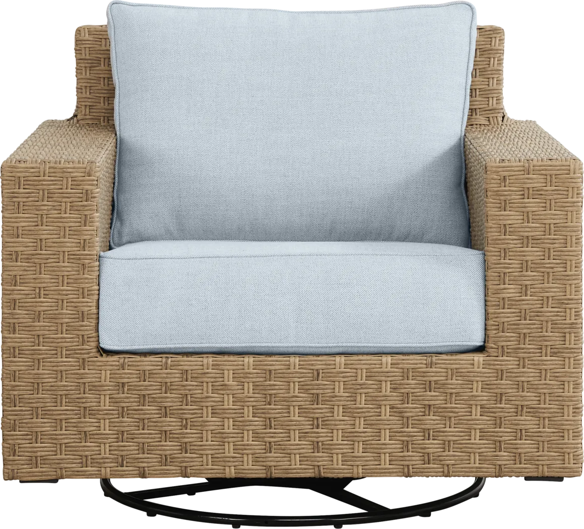 Rialto II Natural Outdoor Swivel Glider with Sky Cushions - Thumbnail - Image 2