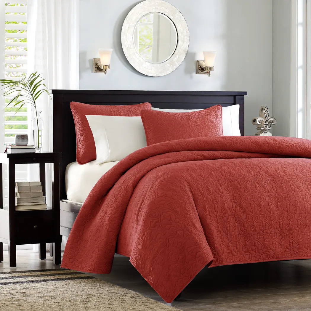 Riaz Red 3 Pc King Coverlet Set - Thumbnail - Image 2