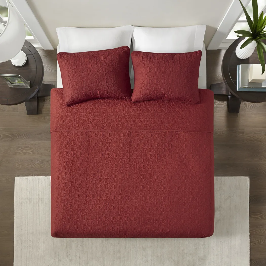 Riaz Red 3 Pc King Coverlet Set - Thumbnail - Image 3