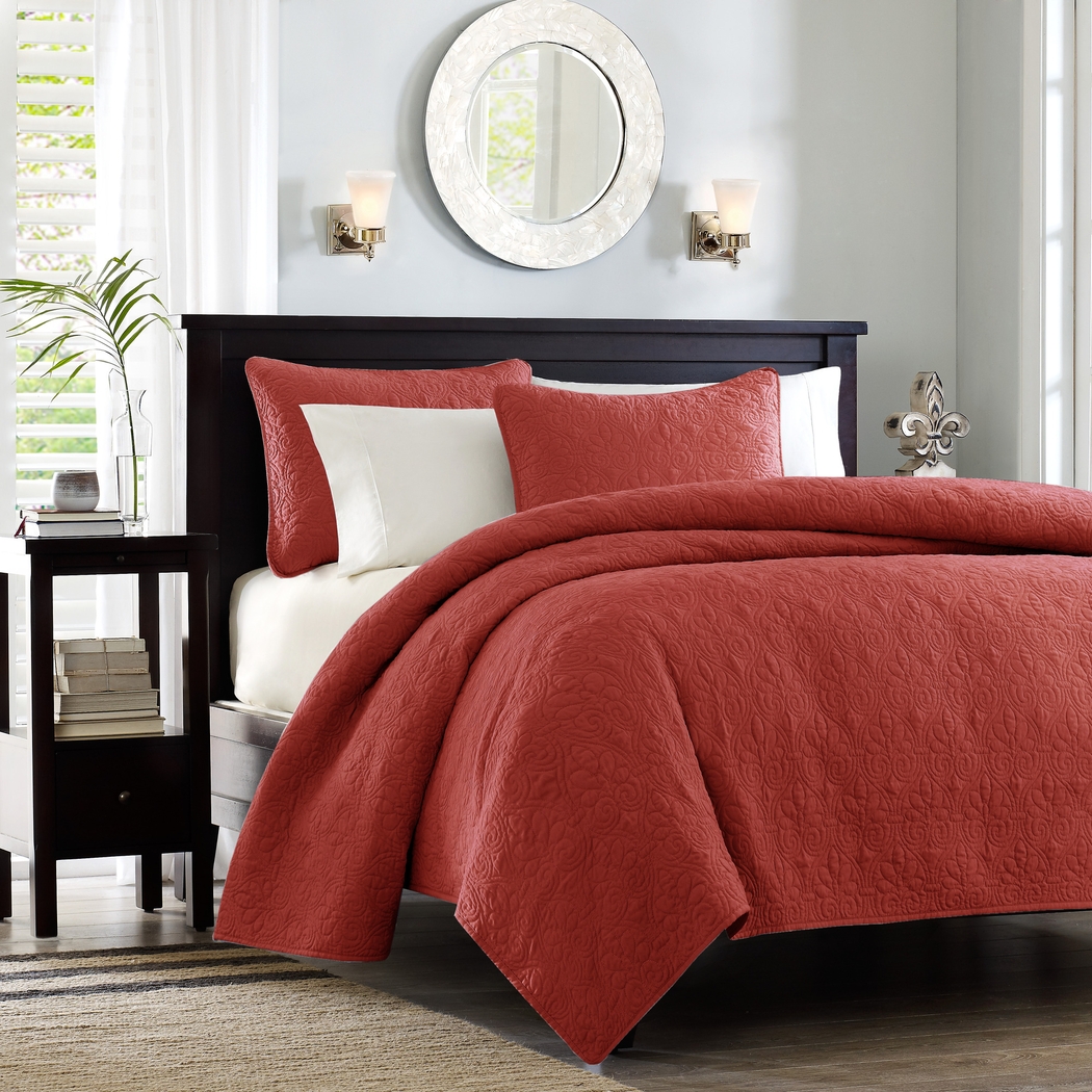 Riaz Red 3 Pc Queen Coverlet Set - Thumbnail - Image 2