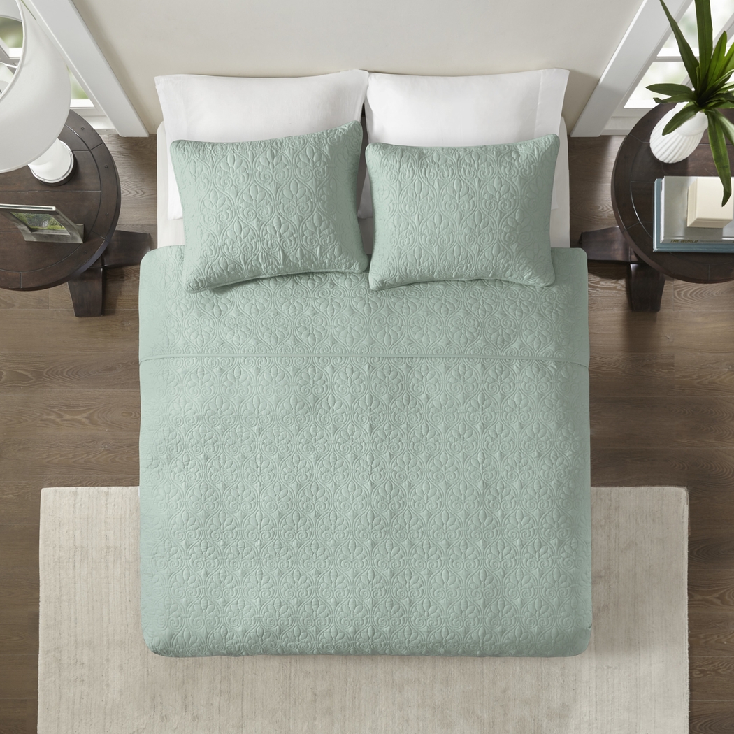 Riaz Seafoam 3 Pc Queen Coverlet Set - Thumbnail - Image 3